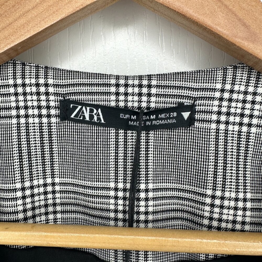 ZARA GRAY BLACK PLAID MINI DRESS WITH BUTTONS MEDIUM BRAND NEW WITH TAGS - Picture 3 of 9